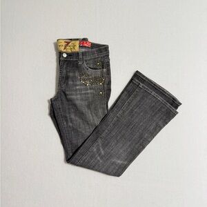 Vintage 7 For All Mankind Bedazzled Size 28 Gray Boot Cut Jeans